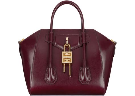 givenchy medium antigona oxblood|Mini Antigona bag in Box leather .